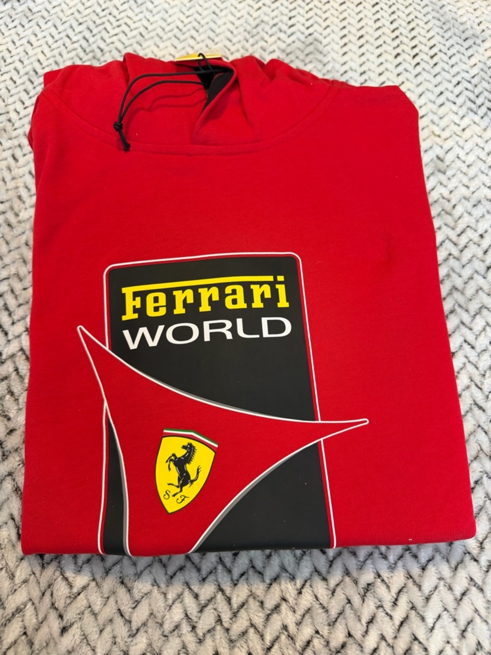 Ferrari Red Hooded Sweatshirt with Black and Yellow Logo